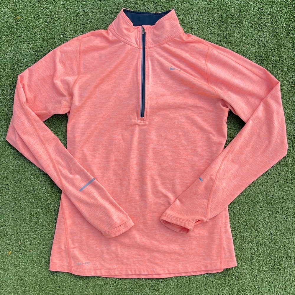 Nike Coral Quarter-Zip Long Sleeve Tee